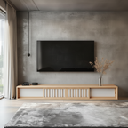 Contemporary TV Unit with Slatted Panel