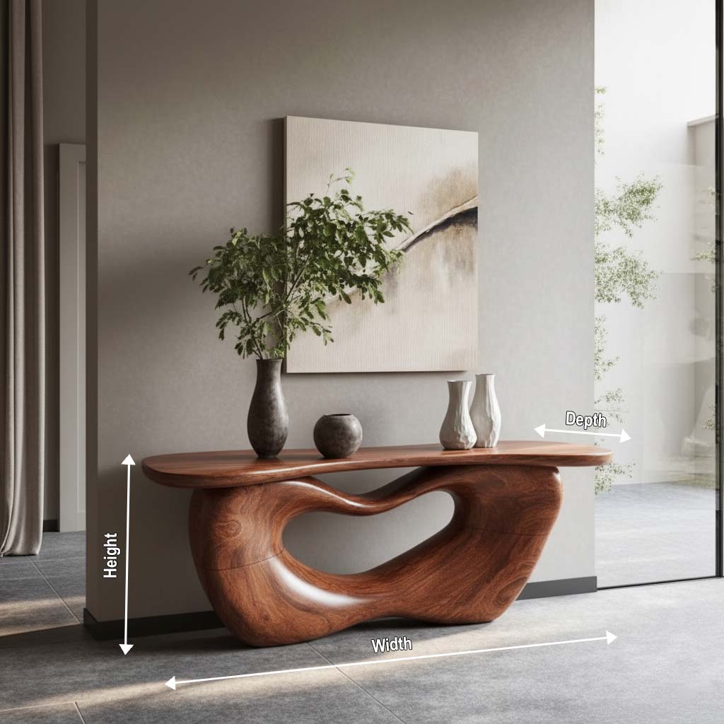 Sculptural Solid Wood Console Table – Flow Series