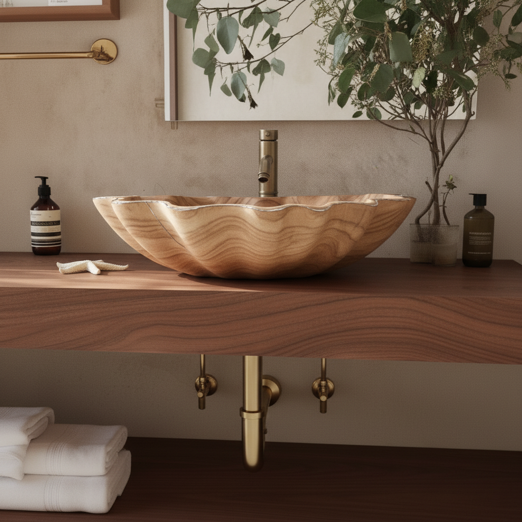 Natural Solid Wood Vessel Sink