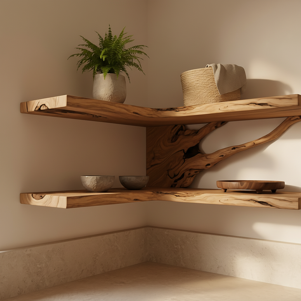 Live Edge Corner Floating Shelves