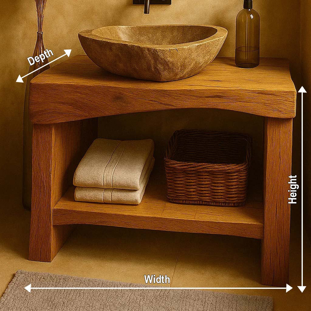 Single Sink Bathroom Vanity with Stone Vessel
