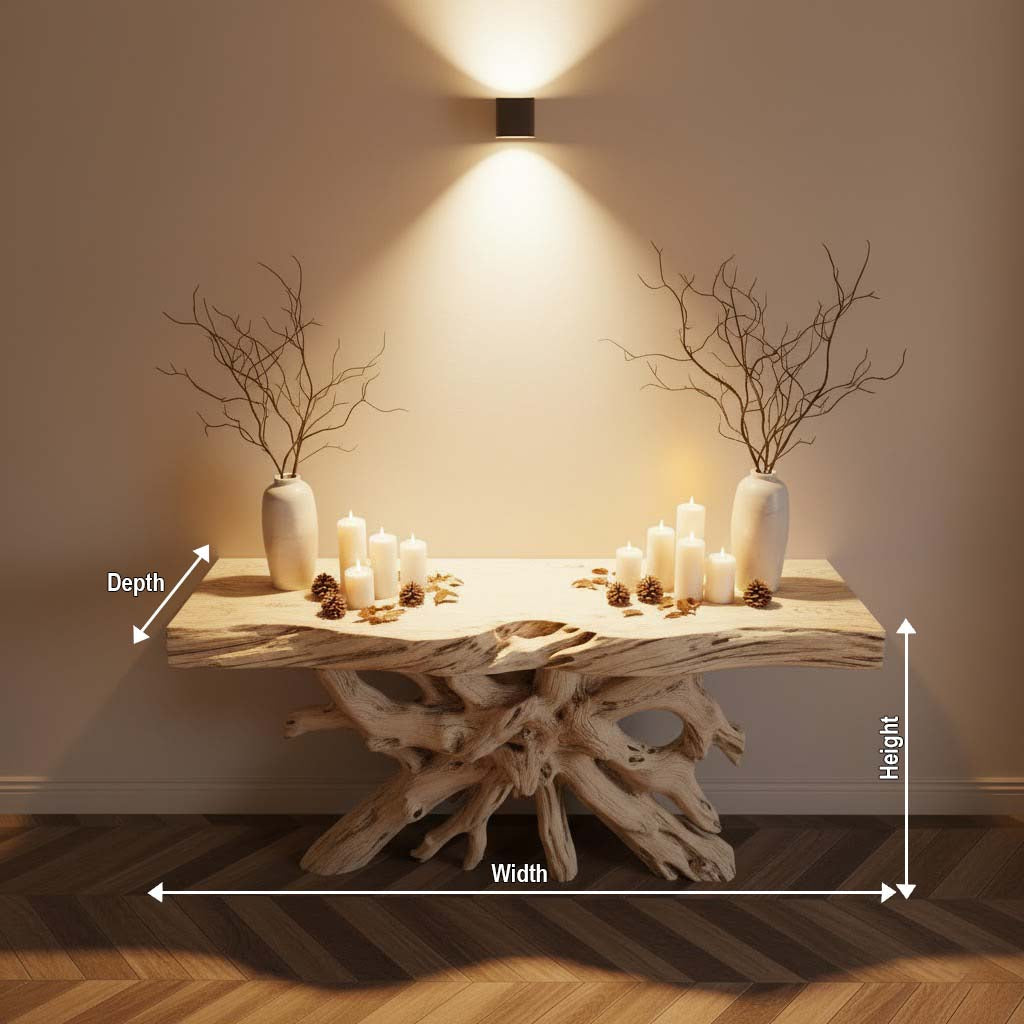Organic Root Sculptural Solid Wood Console Table