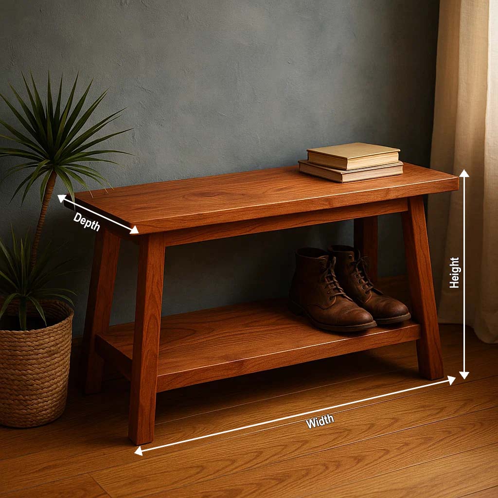 Solid Wood Console Table with Open Lower Shelf