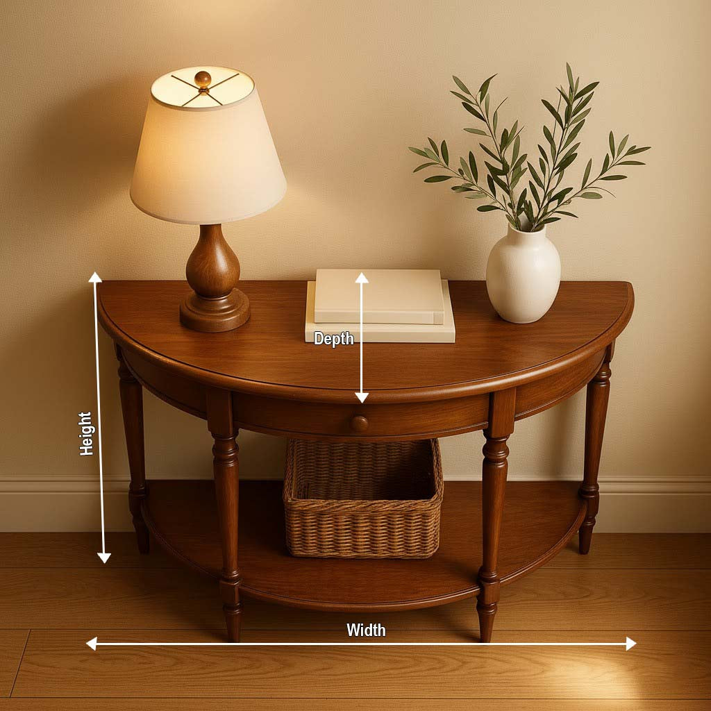 Classic Half Moon Solid Wood Console Table
