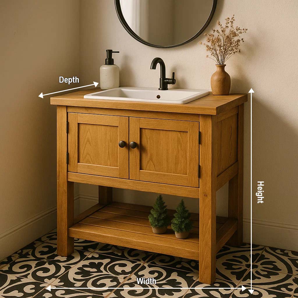 Oakwood Classic Single Sink Bathroom Vanity with Open Shelf