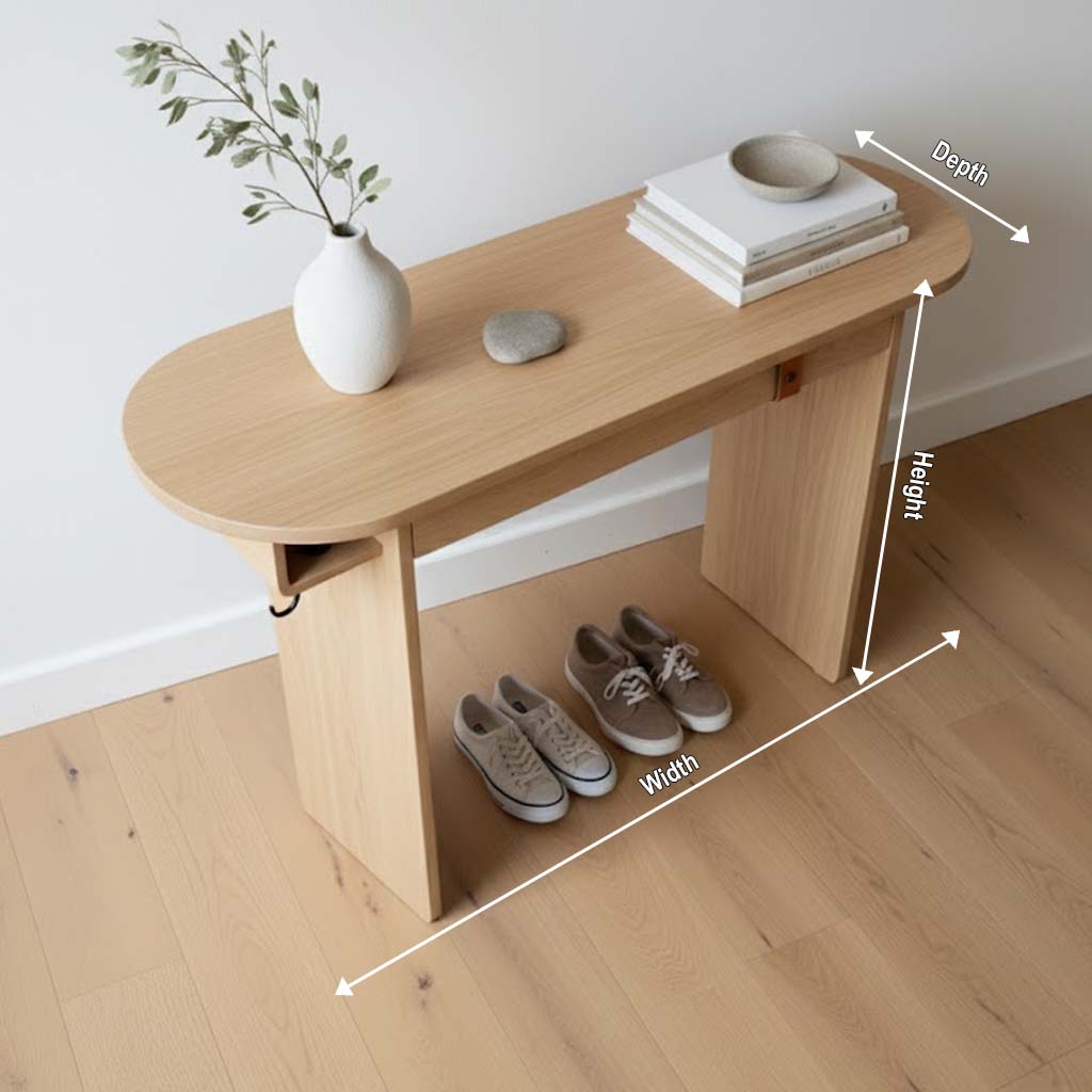 Minimal Solid Wood Entryway Console Table