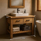 Single Sink Bathroom Vanity with Drawers & Slatted Shelf