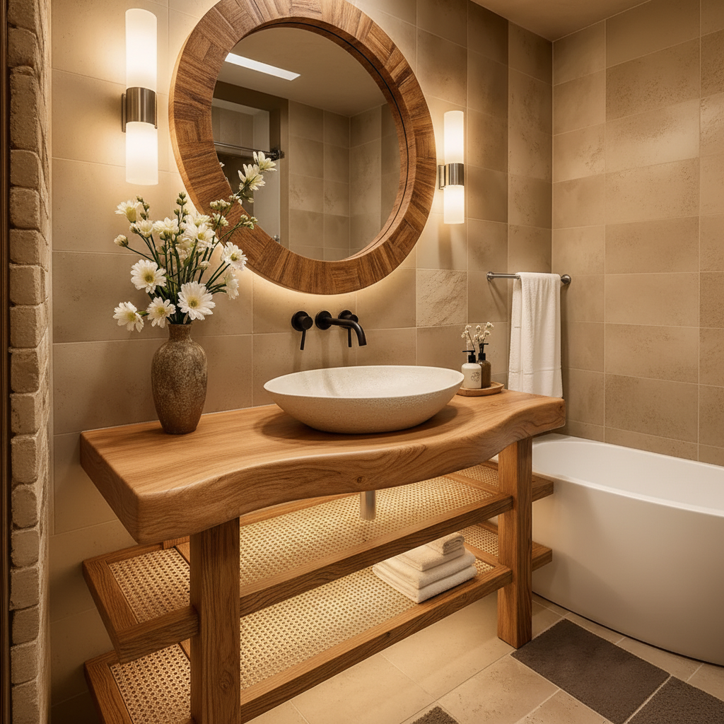 Organic Edge Solid Wood Bathroom Vanity