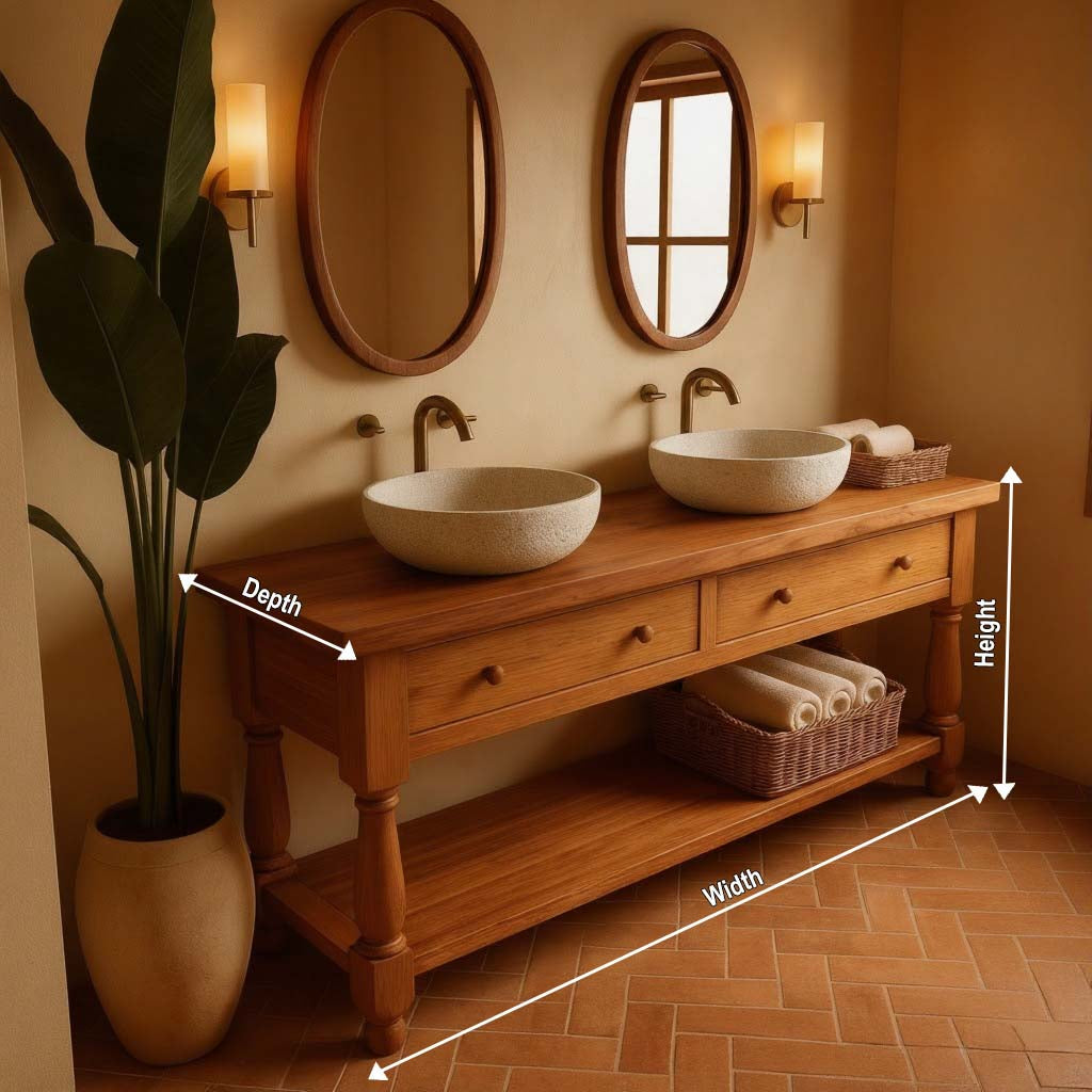 Classic Double Sink Solid Wood Bathroom Vanity