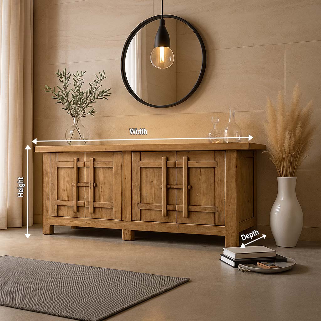 Solid Wood Rustic Sideboard Cabinet