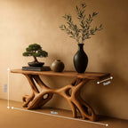 Solid Wood Sculptural Console Table