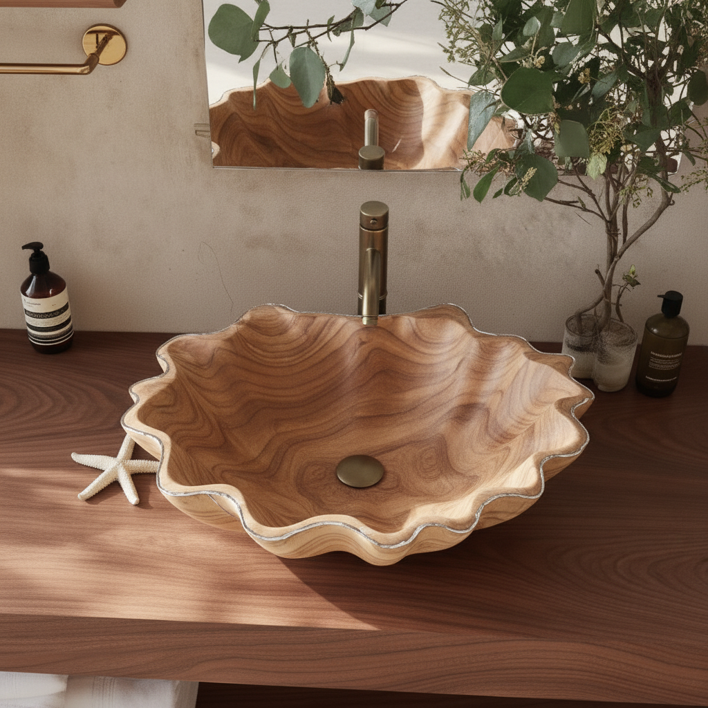 Natural Solid Wood Vessel Sink