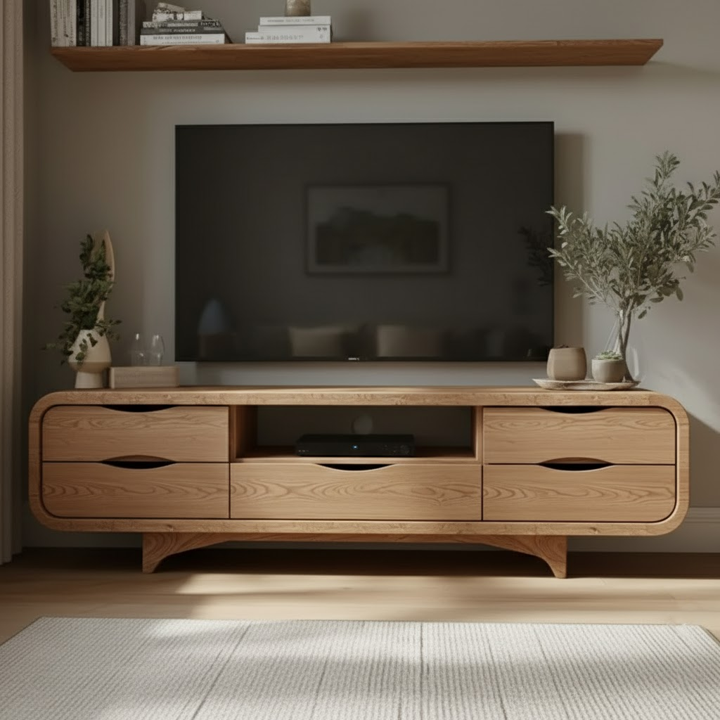 Aurora Curve Solid Wood TV Stand