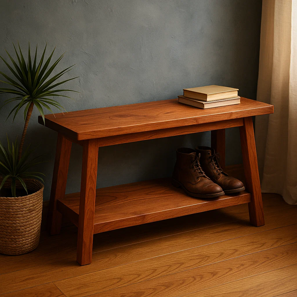 Solid Wood Console Table with Open Lower Shelf