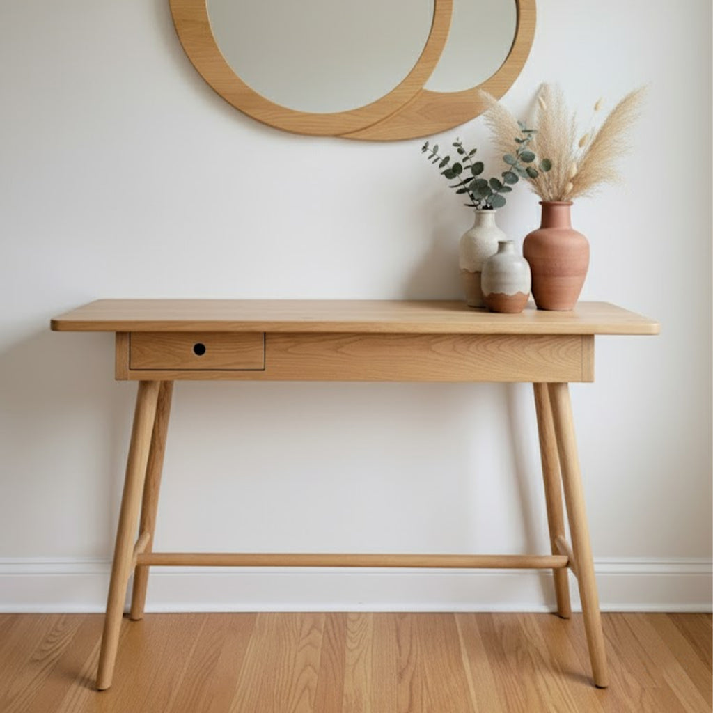 Scandinavian Solid Wood Console Table With Drawer