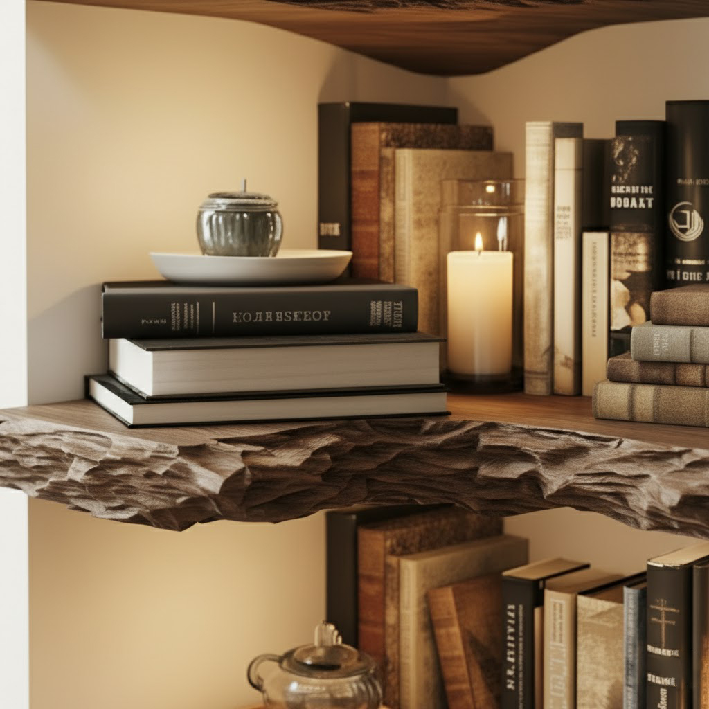 Live Edge Solid Wood Corner Floating Shelves