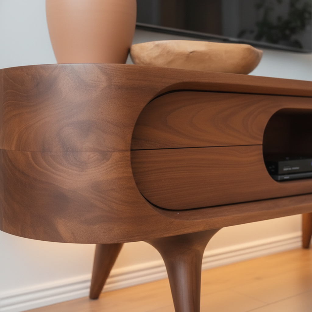 Aura Curve Solid Wood TV Stand