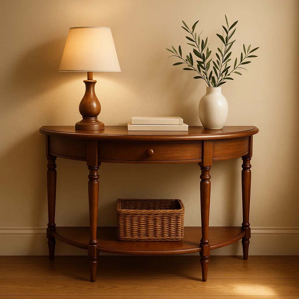 Classic Half Moon Solid Wood Console Table