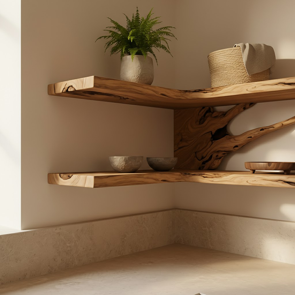 Live Edge Corner Floating Shelves