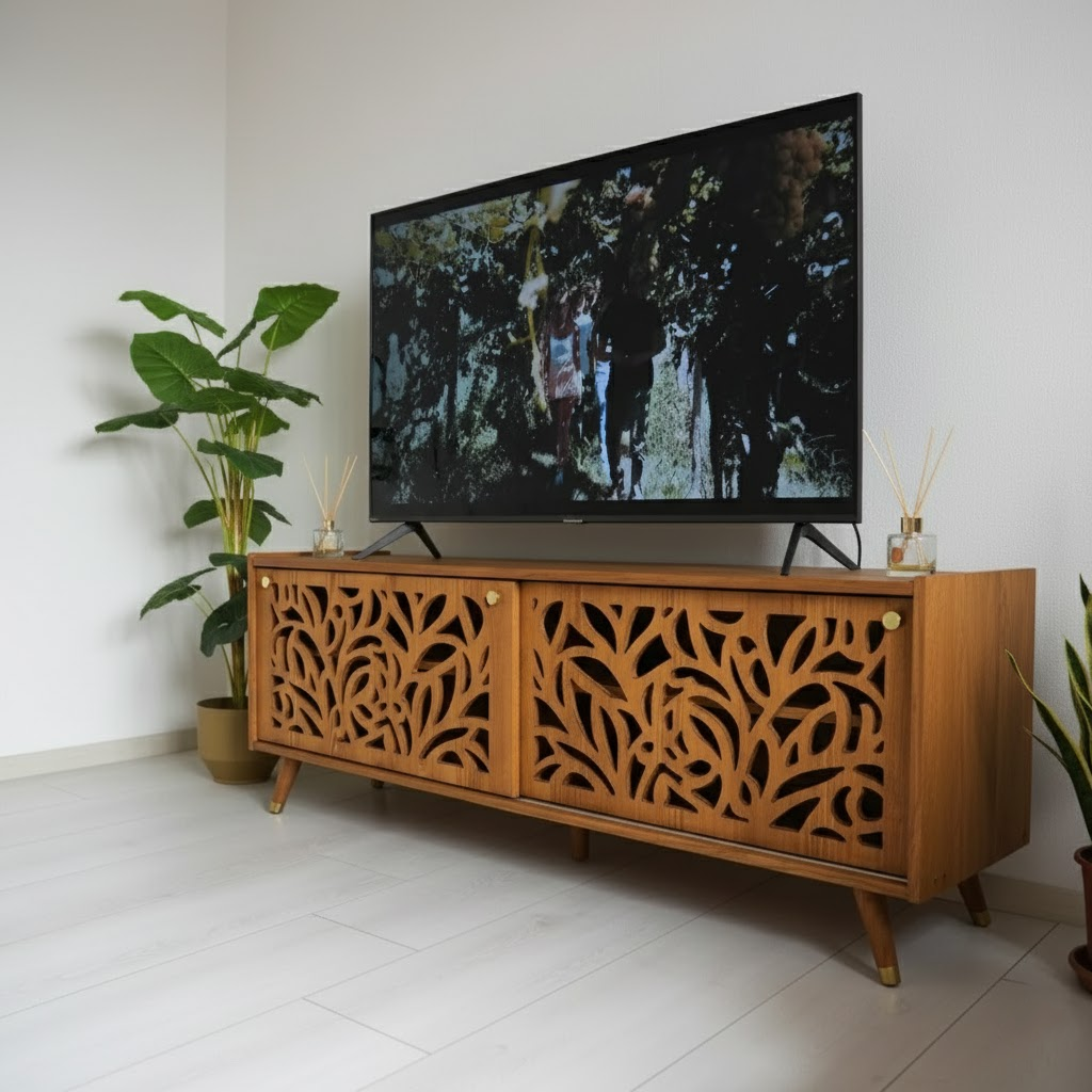Solid Wood Media Console TV Stand