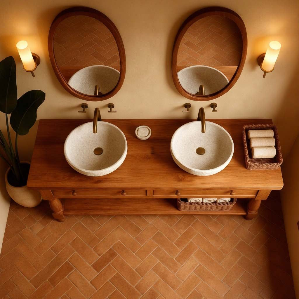 Classic Double Sink Solid Wood Bathroom Vanity