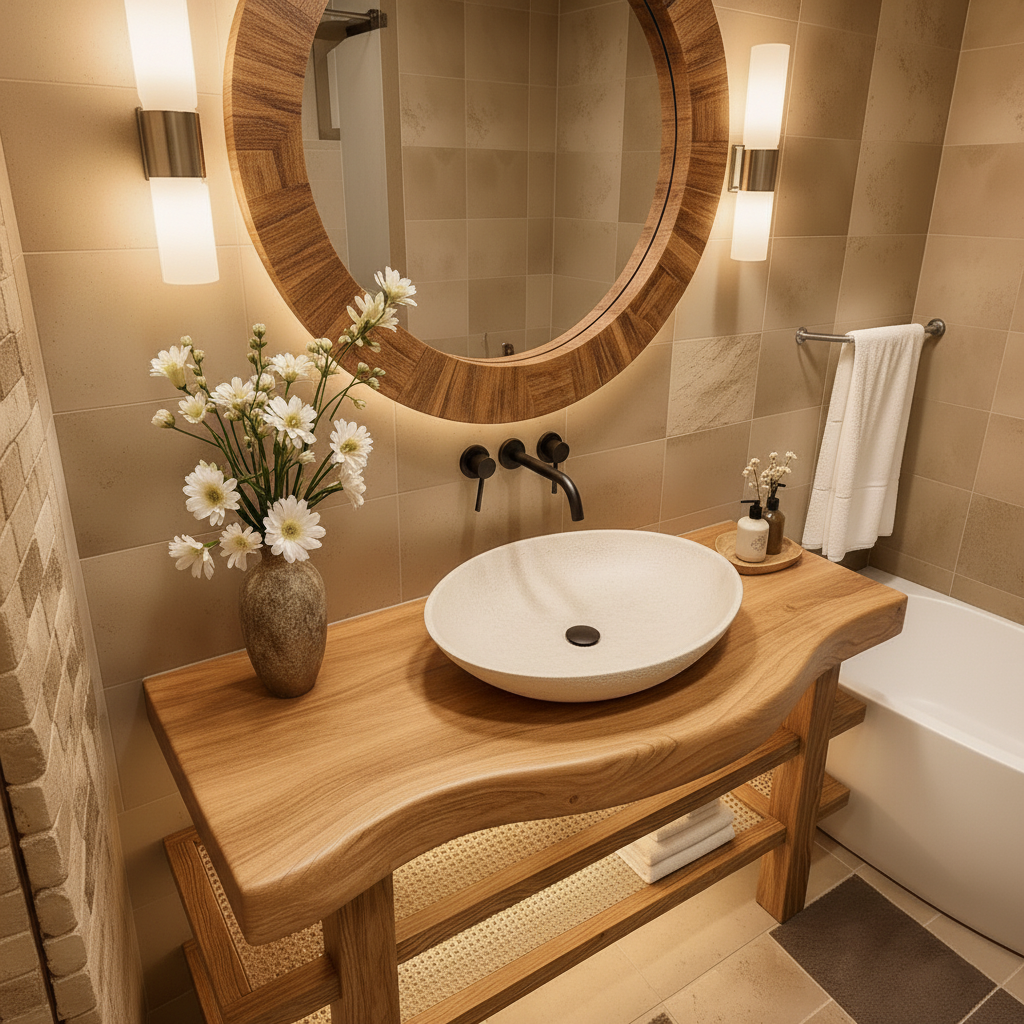Organic Edge Solid Wood Bathroom Vanity