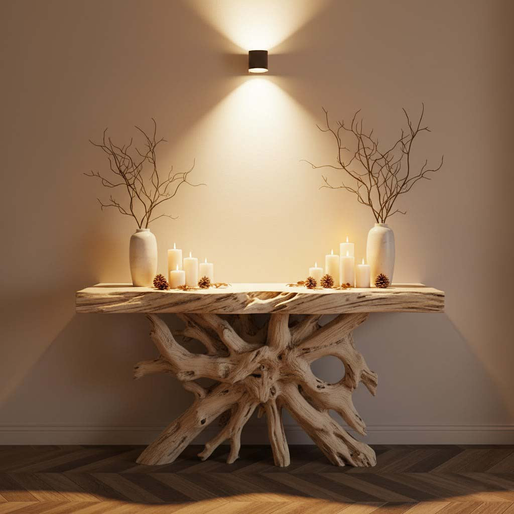 Organic Root Sculptural Solid Wood Console Table