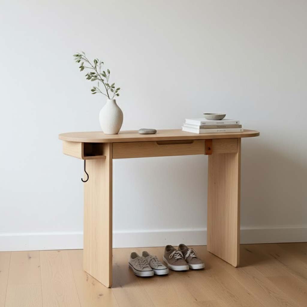Minimal Solid Wood Entryway Console Table