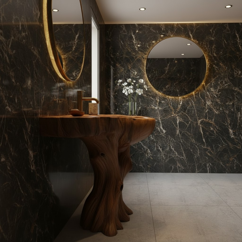 Rootform Solid Wood Sculptural Floating Bathroom Vanity