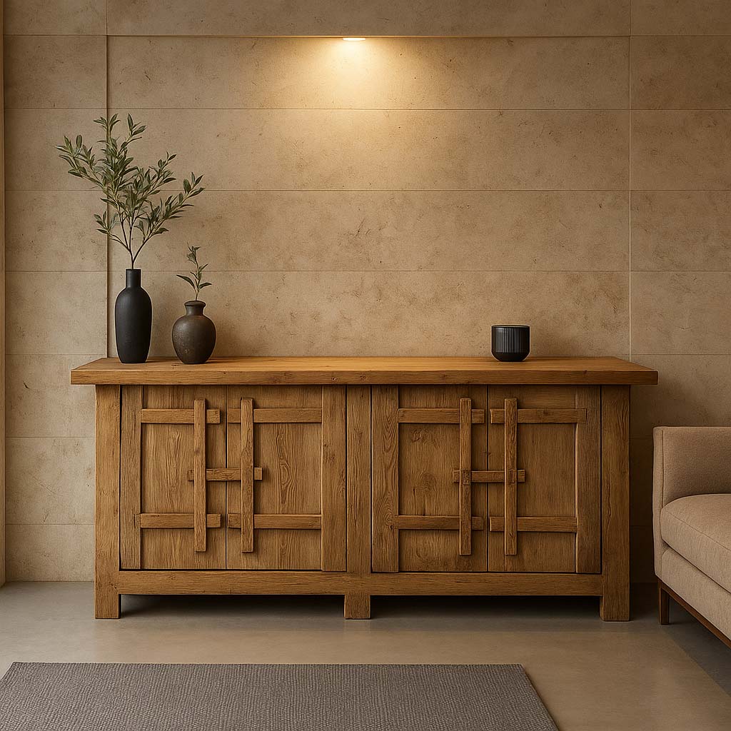 Solid Wood Rustic Sideboard Cabinet