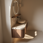 Solid Wood Floating Bathroom Vanity with Stone Top