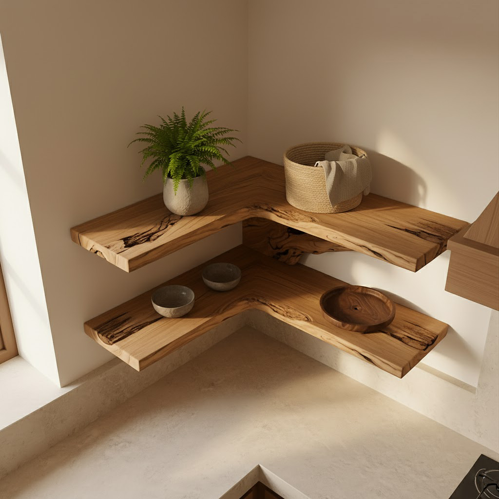 Live Edge Corner Floating Shelves