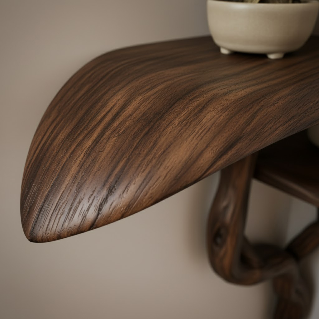 Organic Tree Form Solid Wood Corner Shelves