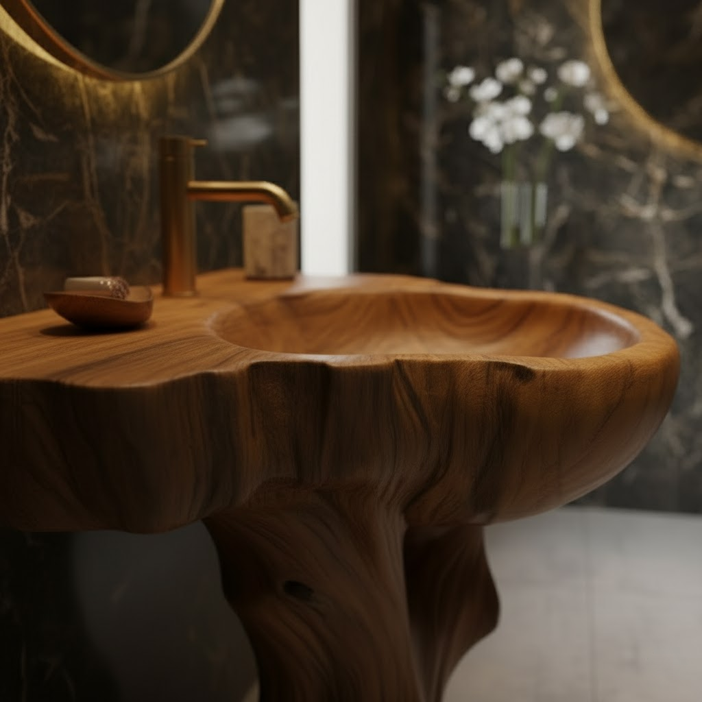 Rootform Solid Wood Sculptural Floating Bathroom Vanity