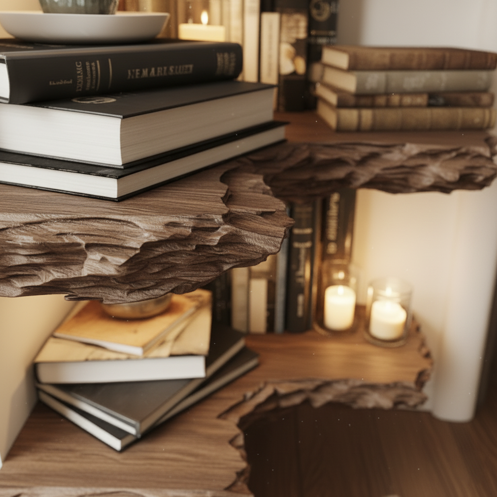 Live Edge Solid Wood Corner Floating Shelves