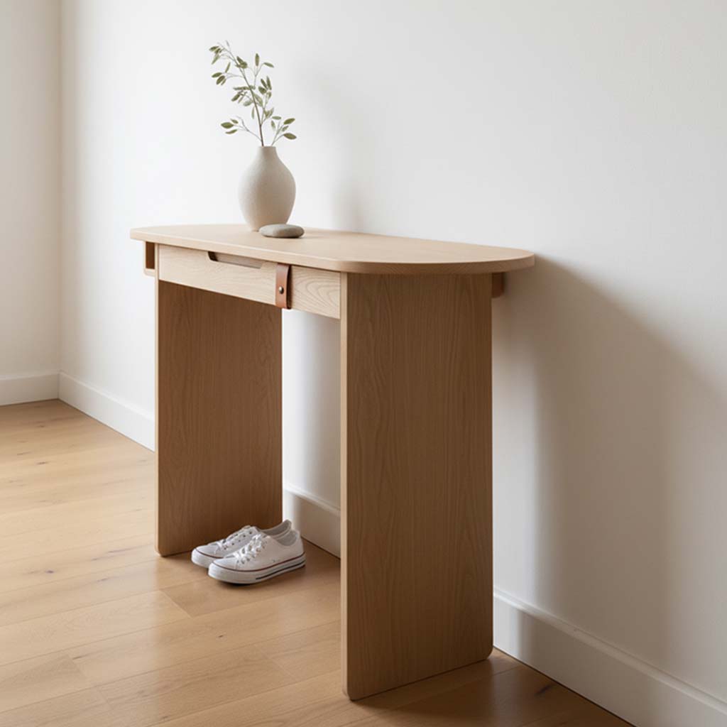 Minimal Solid Wood Entryway Console Table