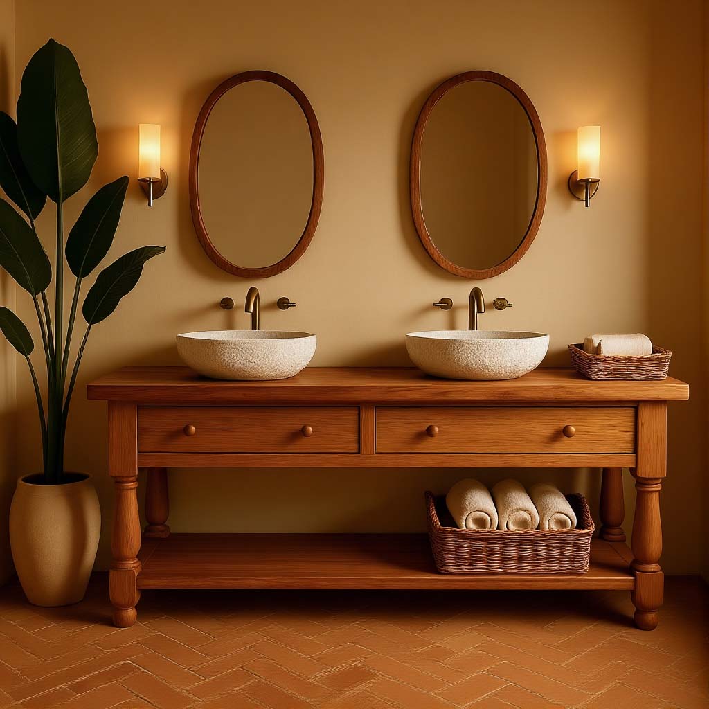 Classic Double Sink Solid Wood Bathroom Vanity