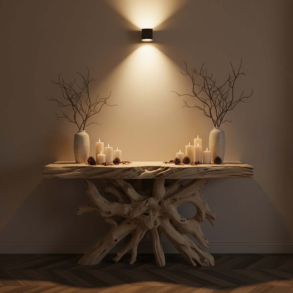 Organic Root Sculptural Solid Wood Console Table