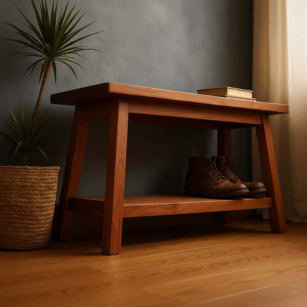 Solid Wood Console Table with Open Lower Shelf