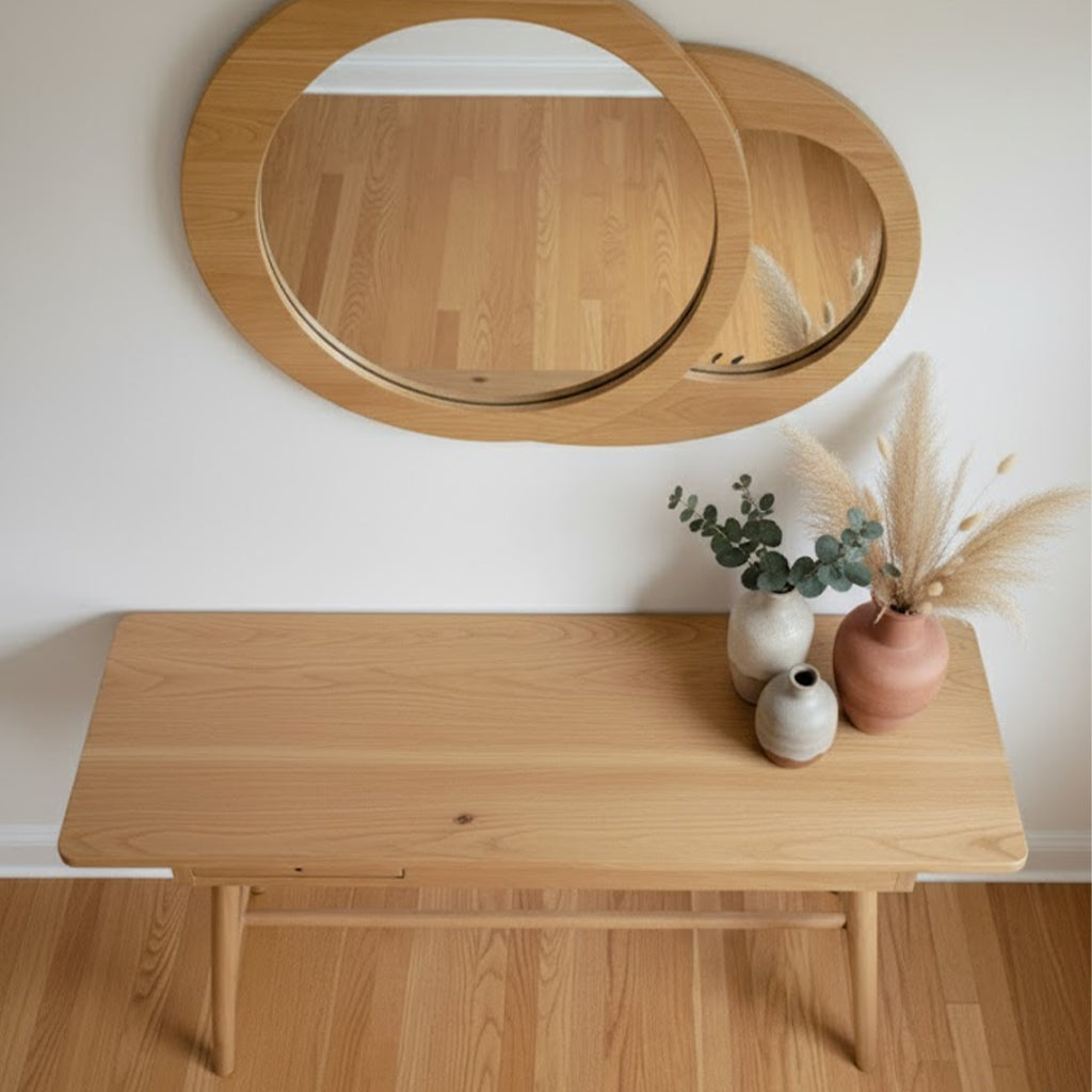 Scandinavian Solid Wood Console Table With Drawer