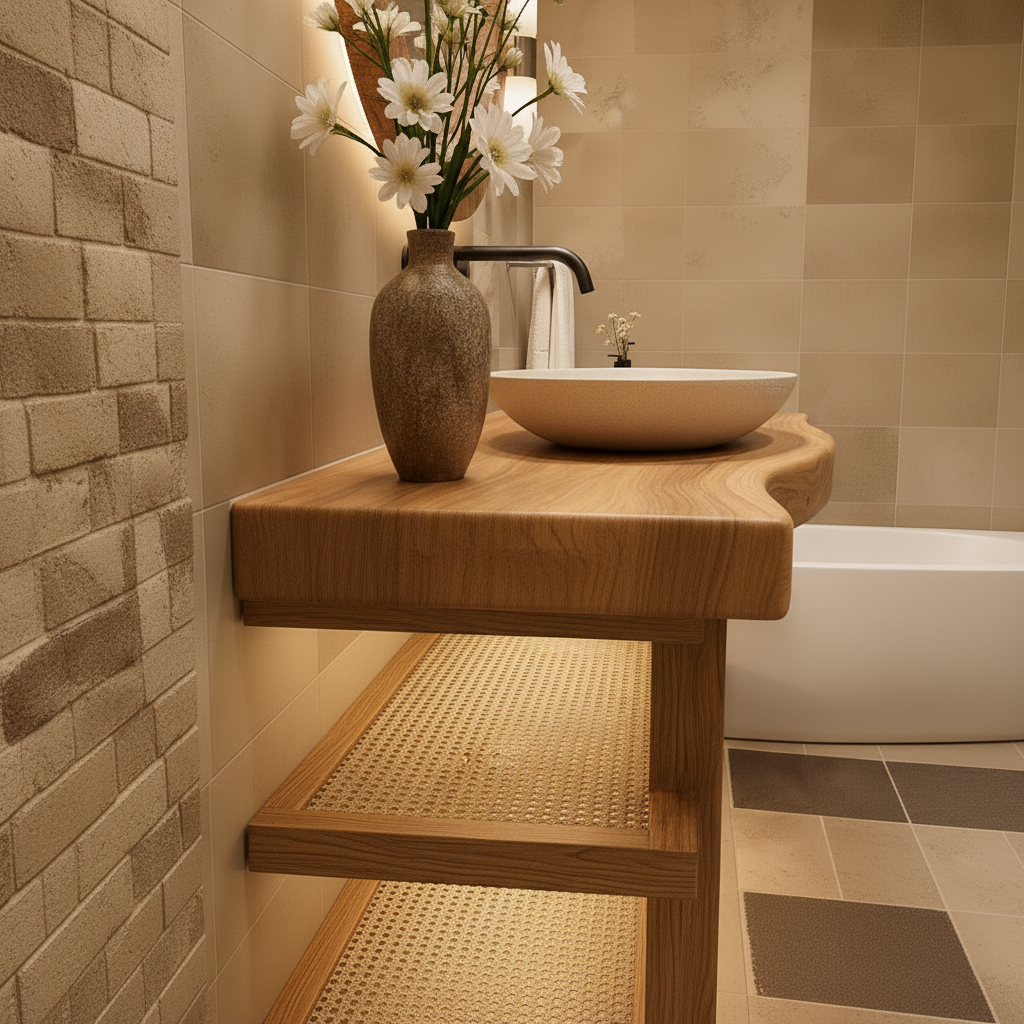 Organic Edge Solid Wood Bathroom Vanity