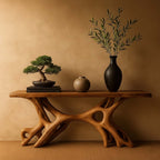 Solid Wood Sculptural Console Table