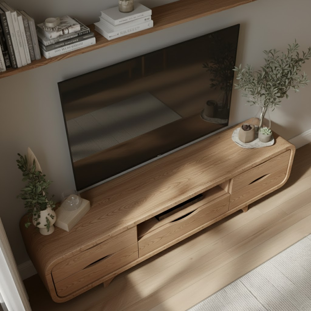 Aurora Curve Solid Wood TV Stand