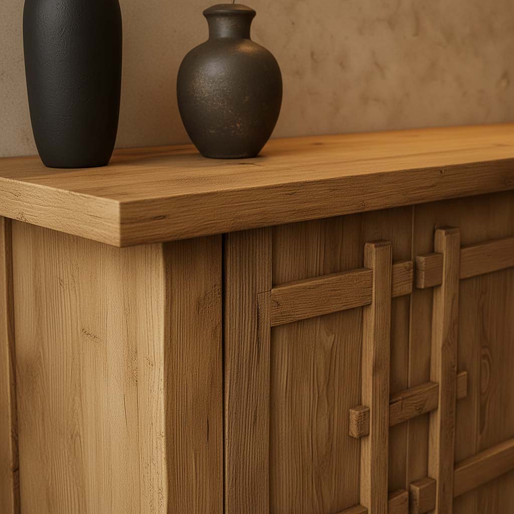 Solid Wood Rustic Sideboard Cabinet