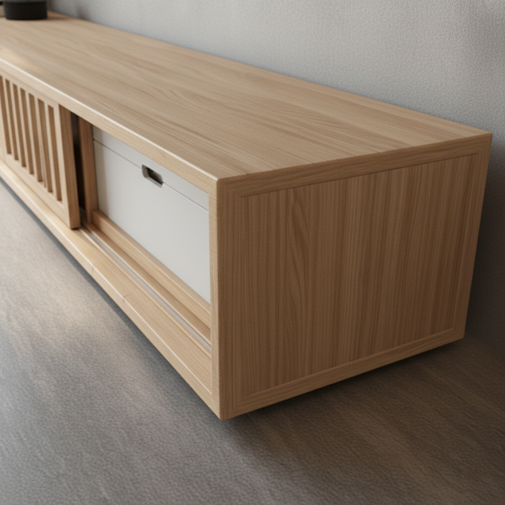 Contemporary TV Unit with Slatted Panel