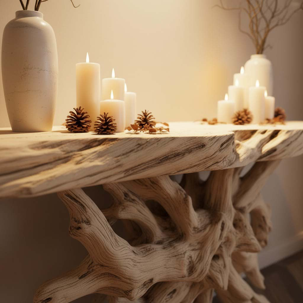 Organic Root Sculptural Solid Wood Console Table