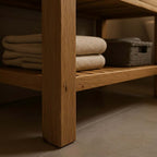 Single Sink Bathroom Vanity with Drawers & Slatted Shelf