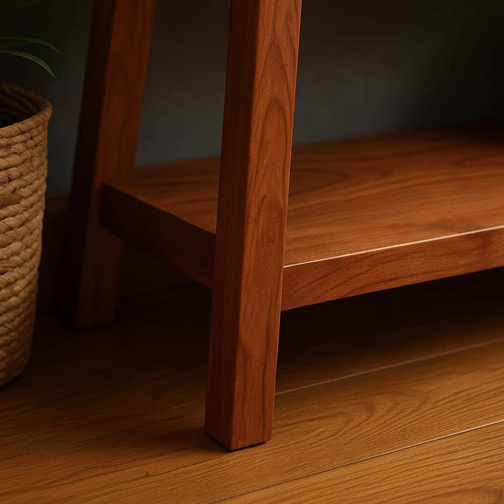 Solid Wood Console Table with Open Lower Shelf