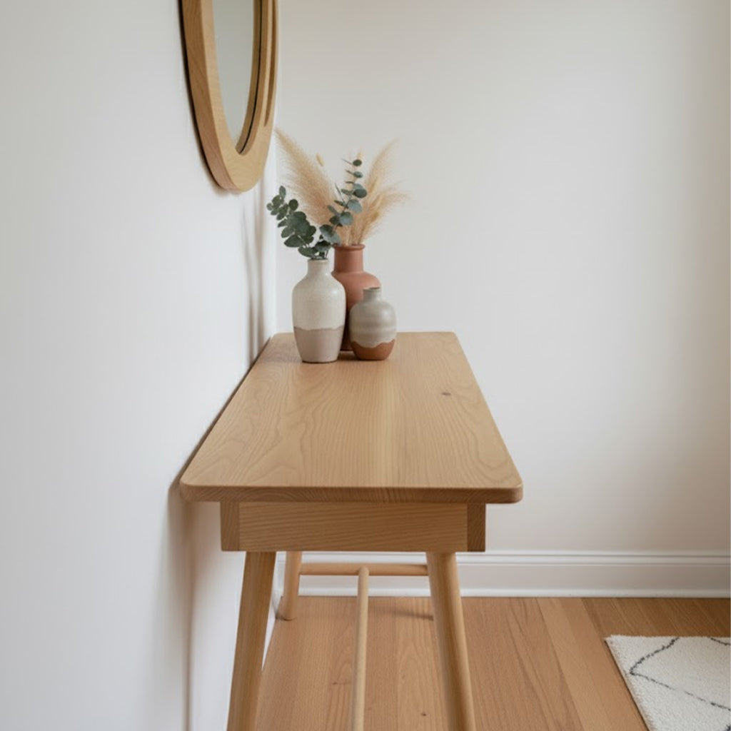 Scandinavian Solid Wood Console Table With Drawer