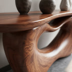 Sculptural Solid Wood Console Table – Flow Series